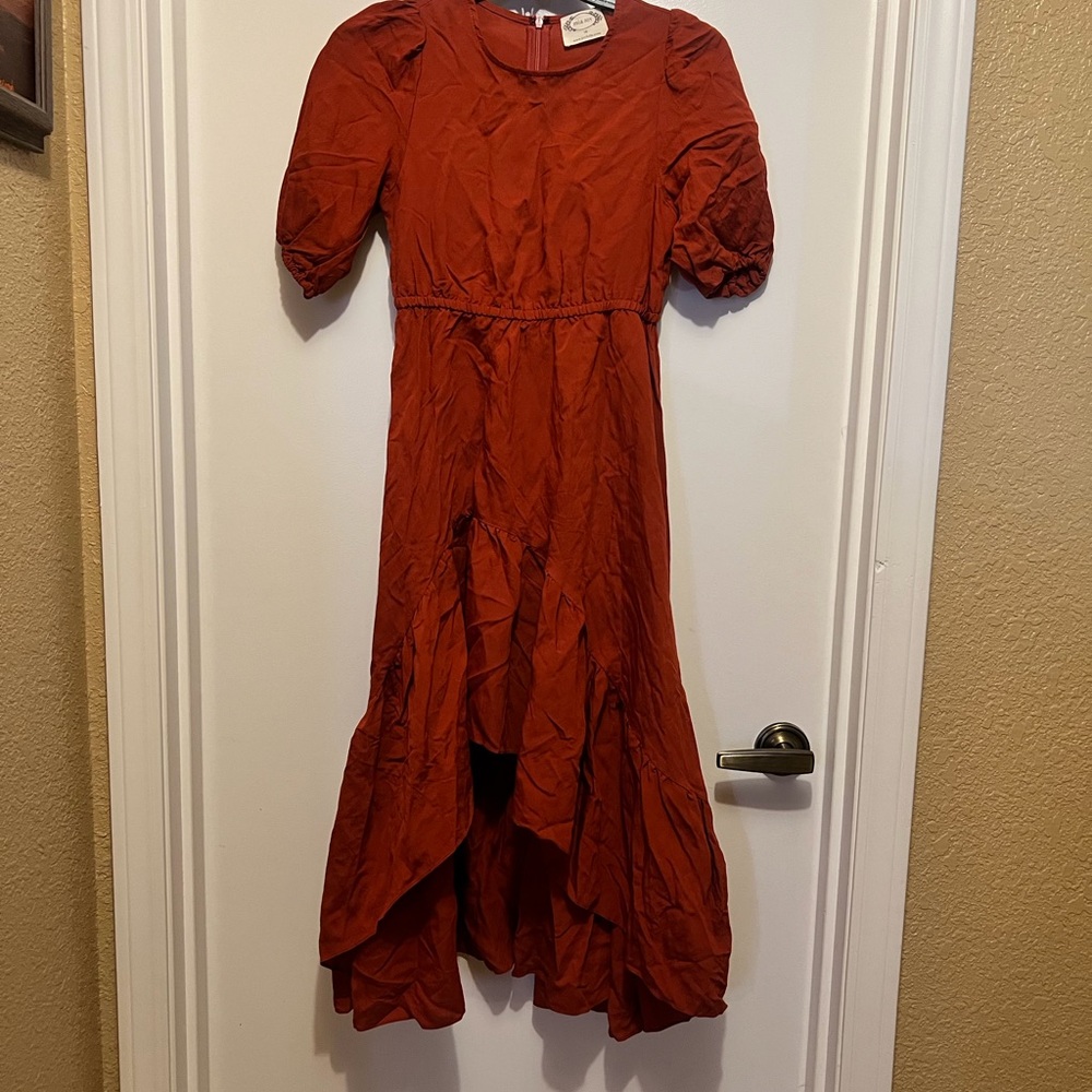 Rust Orange Midi Dress
